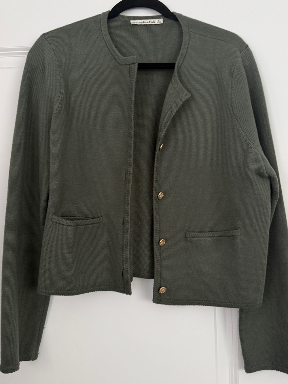Abercrombie & Fitch Olive Green Knit Blazer